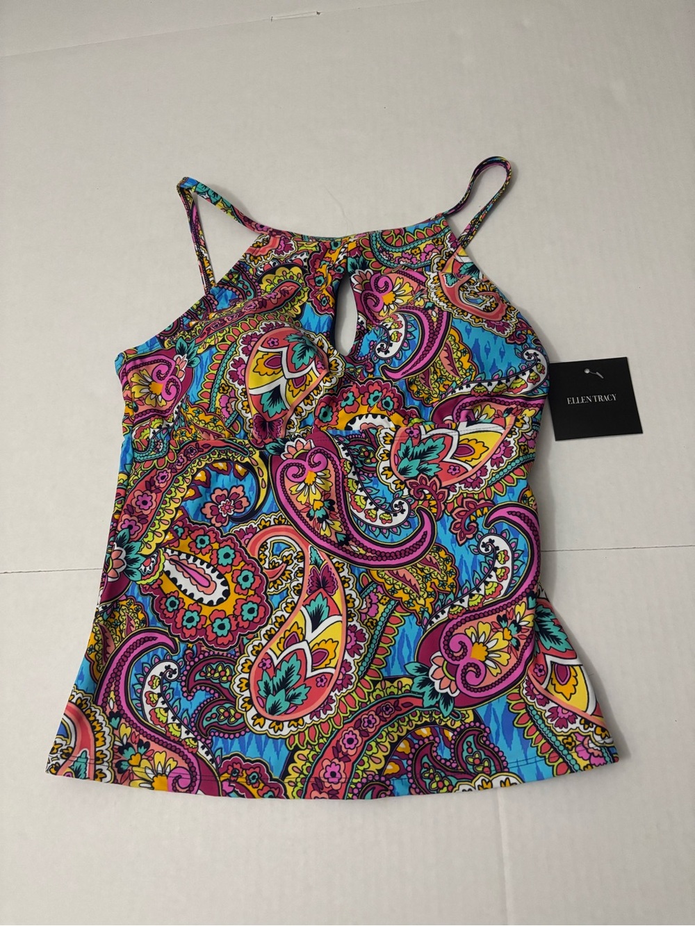 Ellen Tracy Paisley Tankini Swim Top Size 12